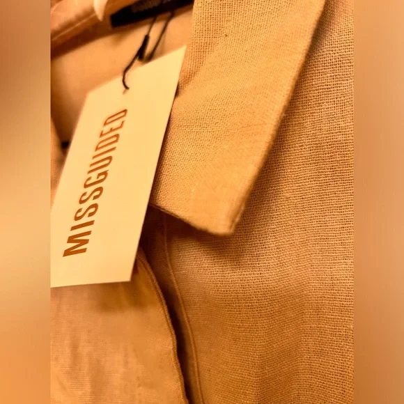 NWT Missguided Khaki Belted Dress -Size 6 - Picture 3 of 5